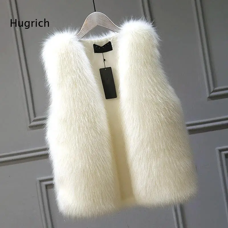 Women's Faux Fur Vest Sleeveless Fluffy Warm Winter Coat Soft Plush Outerwear Gilet Black White Grey Green Beige