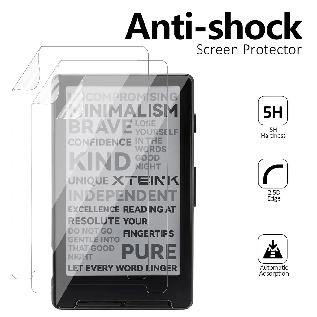 【For XTEINK X4/X3】E-Book Screen Protector Film Clear Shockproof TPU Case Soft Crystal Protective Cover 2-in-1 Combo Pack