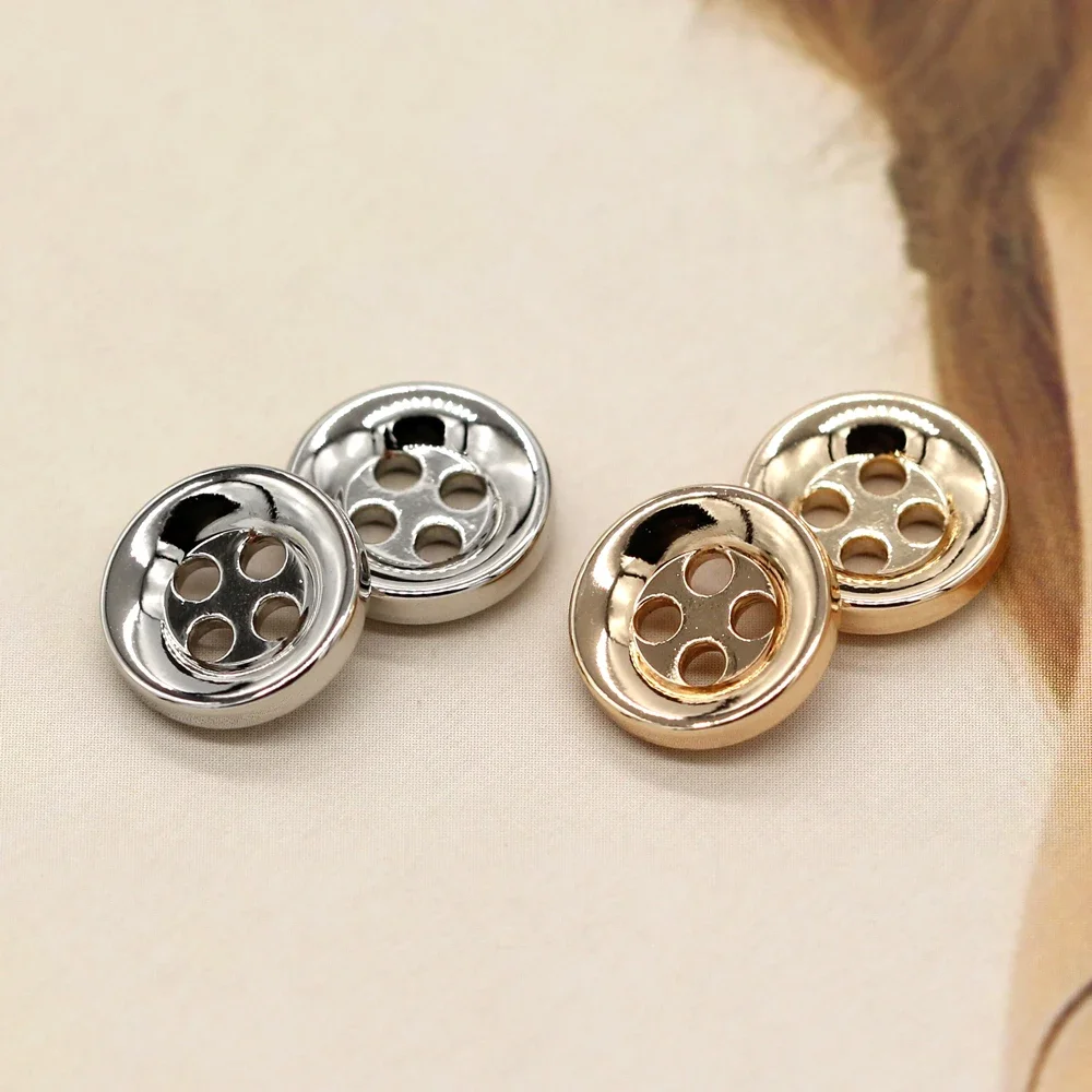 HENGC-Petits boutons ronds en métal doré pour la couture, 4 trous, 10mm, décorations de qualité faites à la main, chemise pour enfants, cardigan, chemisier, 20 pièces