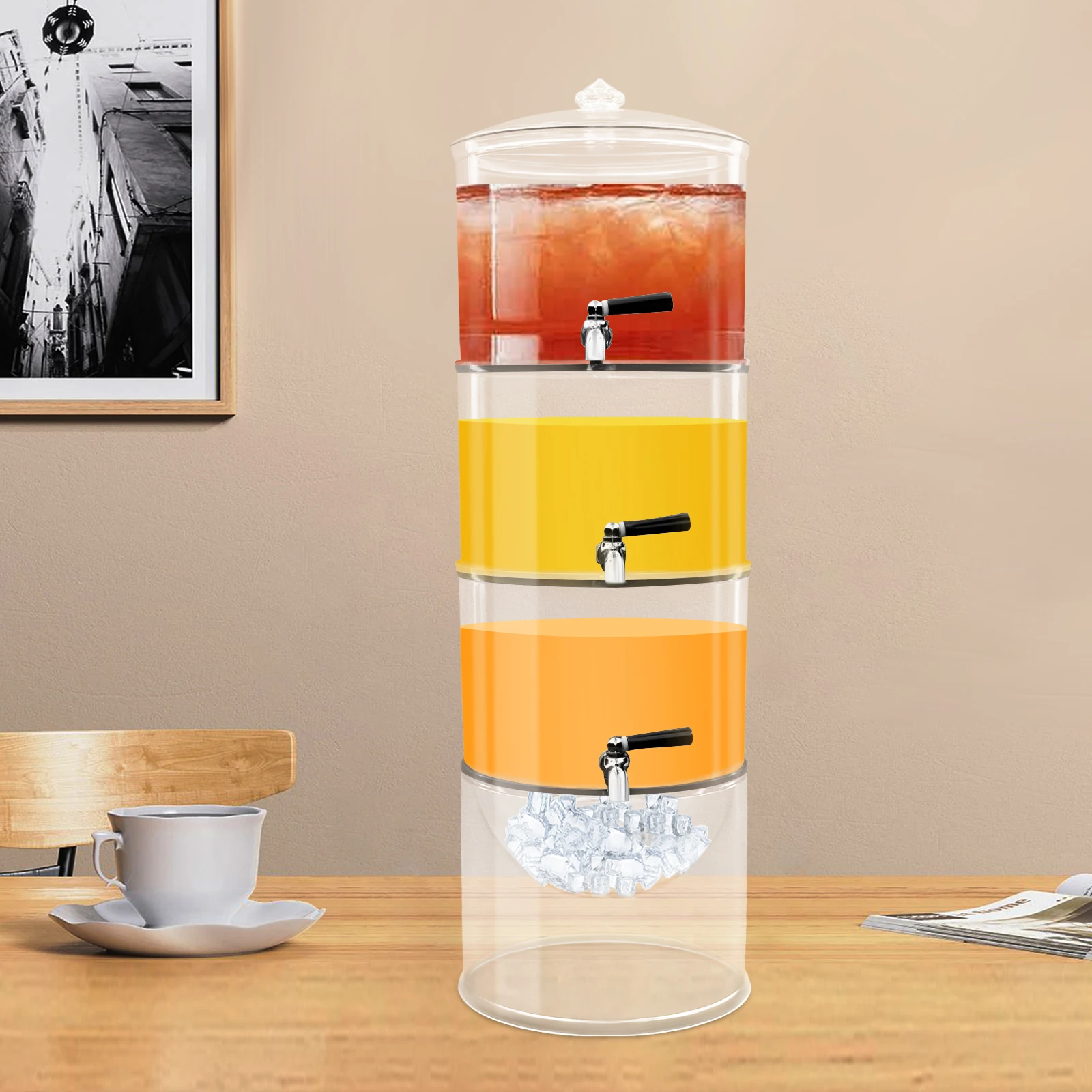 

3-Tier Beverage Dispenser Clear Beverage Dispenser Beverage Dispenser with Faucets