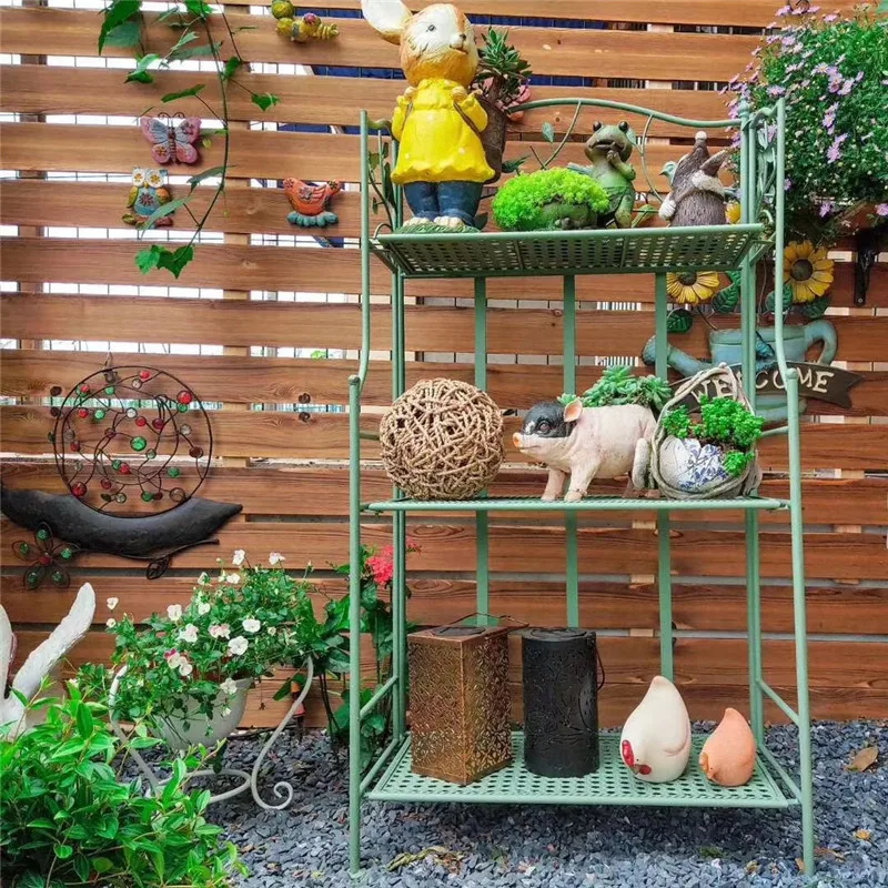 

Iron bird three-layer flower pot rack outdoor balcony simple flower succulent green plant storage balcony rack