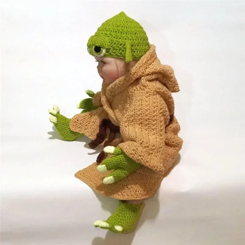 MINISO Baby Yoda Children Clothes Set Crochet Yoda Halloween Costume Newborn Baby Yoda Cartoon Clothing Five Piece Knit Sets