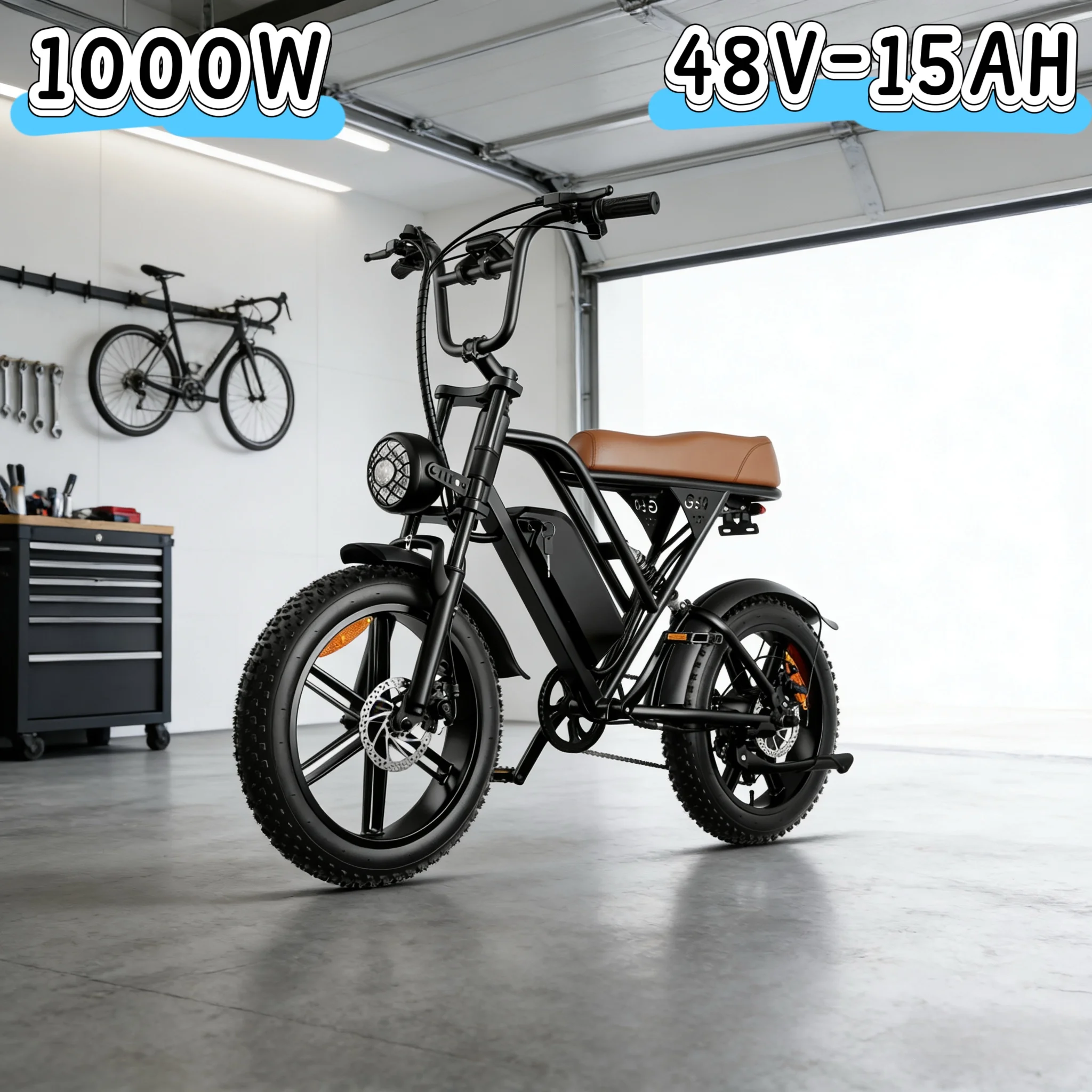 

1000W electric bicycle with 20-inch tires, 48V 15AH lithium battery, flexible and efficient adult E-bike, saving time and effort