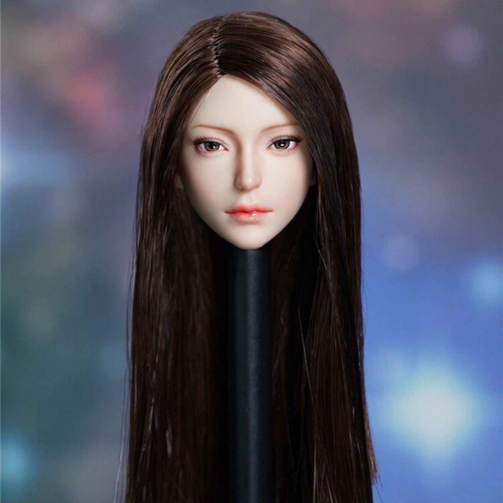 Female Head Sculpt with Long Rooted Hair 1 6 Scale Standalone Display Piece for Figure Customization