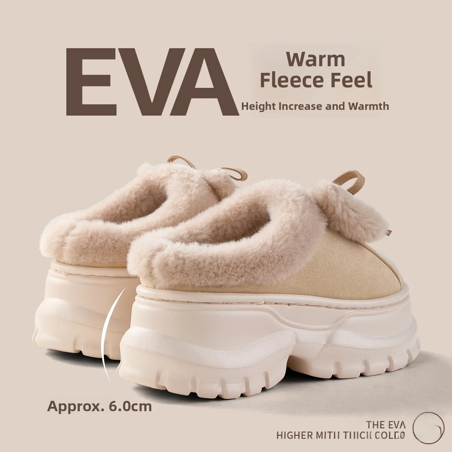 

Women's Thi Bot Cotton Slippers Indoor Winter Heel Heightening Small Size Warm Anti-slip Knot Cotton Slippers