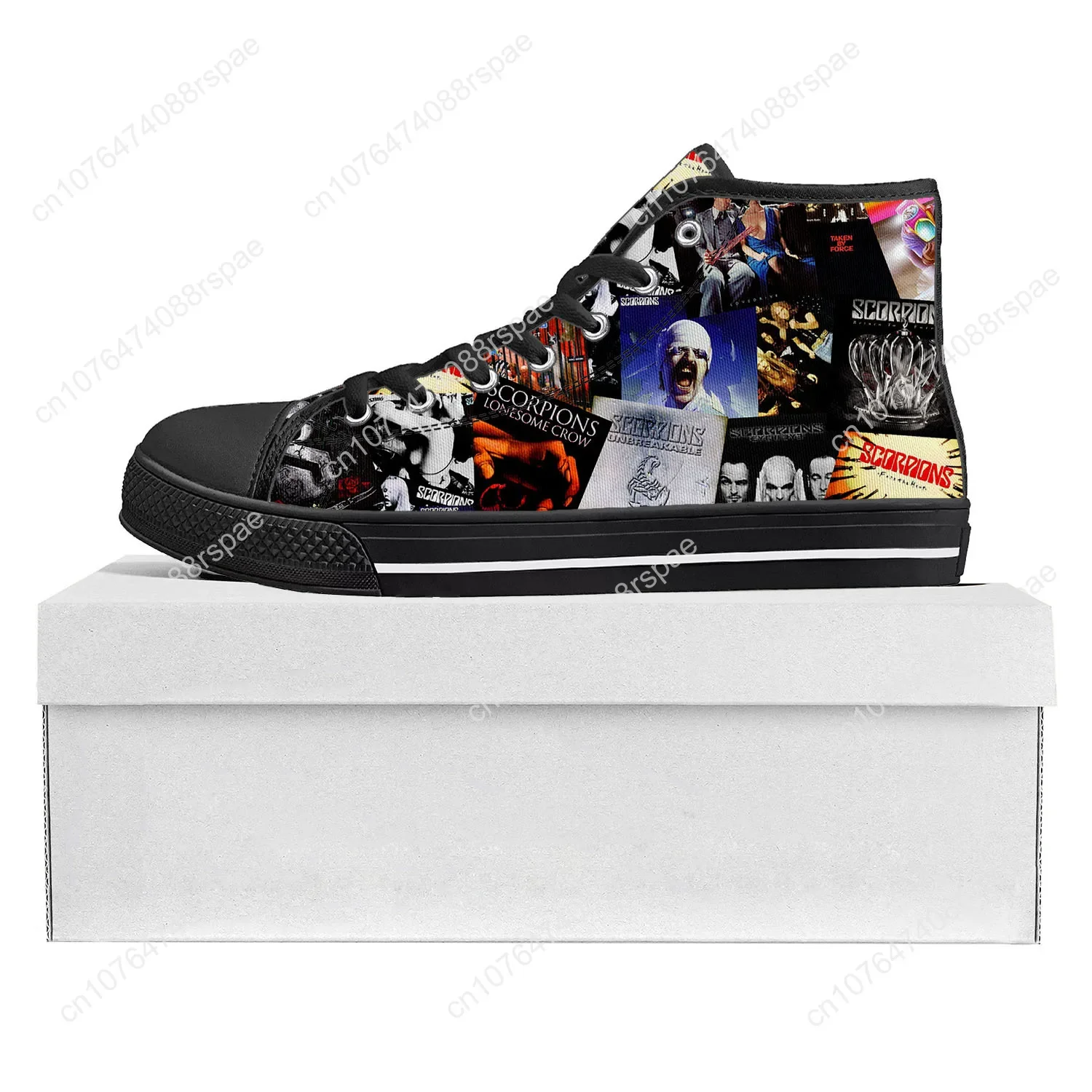 Scorpions Metal Rock Band Pop High Top High Quality Sneakers Mens Womens Teenager Canvas Sneaker Casual Couple Shoes Custom Shoe