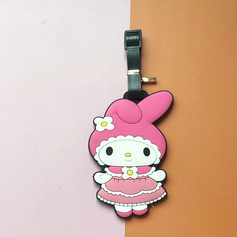 أنيمي سانريو ميلودي مرحبا كيتي Kawaii Kuromi علامة الأمتعة حقيبة معرف عنوان حامل الأمتعة الصعود ديكور حلية الموضة