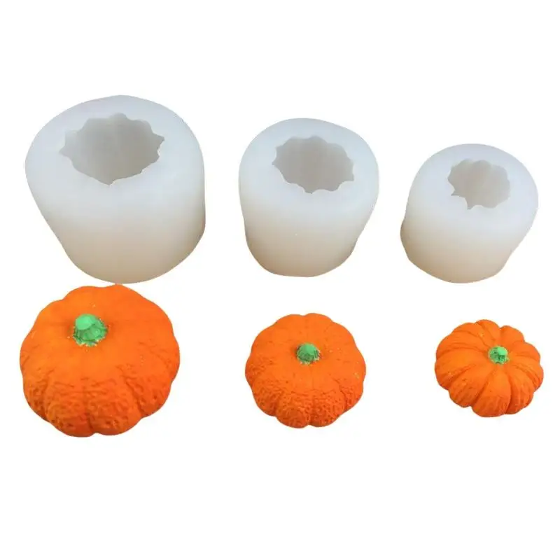 5 Stück 3D-Kürbis-Silikonformen, hitzebeständig, zum Basteln von Kerzen, Seifen, Schokolade, zum Backen und als Geschenkdekoration. – Detail 4