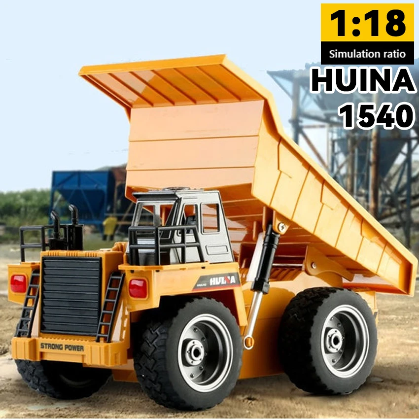 Huina 1540 1:18 Rc Truck Remote Control Cars Trucsk Engineering 2.4G Alloy Vehicle Light Dump Truck Simulation Construction Car