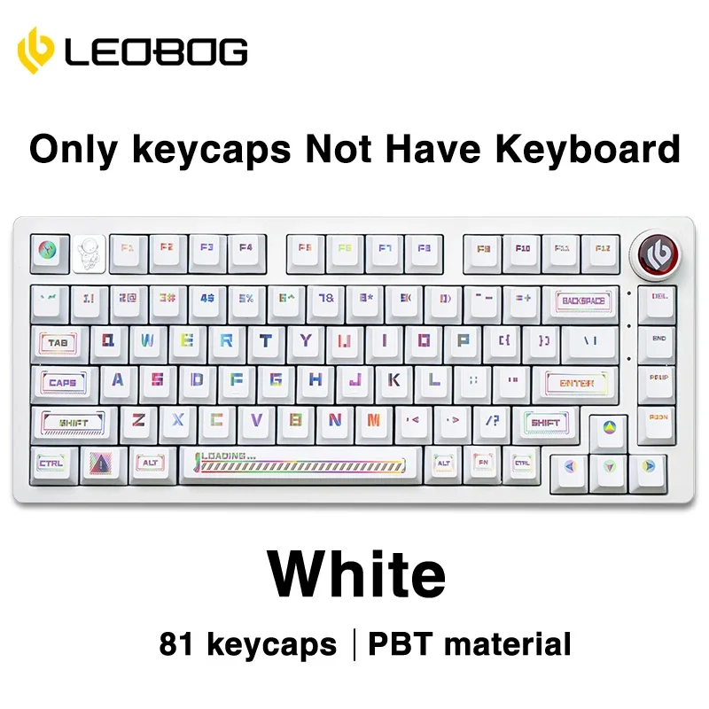 LEOBOG Hi75 Keycaps 81 Keys PBT Five Side Dye Sublimation High Quality Material Cherry Profile Key Caps 75% Layout DIY Keyboard