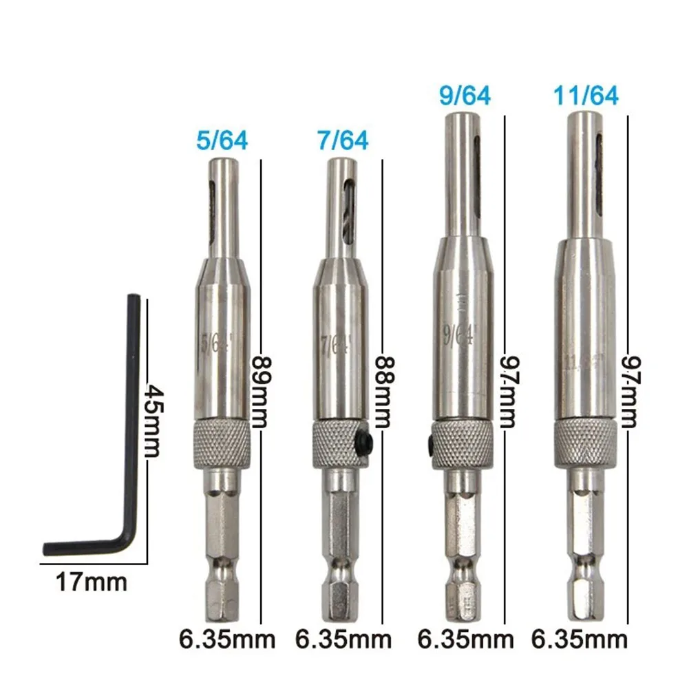 

4pcs Self Centering Hinge Drill Bits Set Door Cabinet For Pilot Holes HSS Groove Hand Tools Tool Accessories Professional Tools