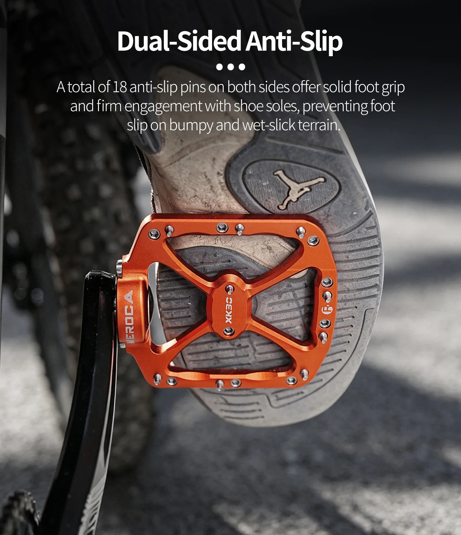 MEROCA CNC Aluminiumlegierung, abgedichtete Lager, rutschfeste Pedale, Achsenlose Fahrrad-Flachpedale 9/16" für Mountainbike- und Rennradpedale – Detail 8