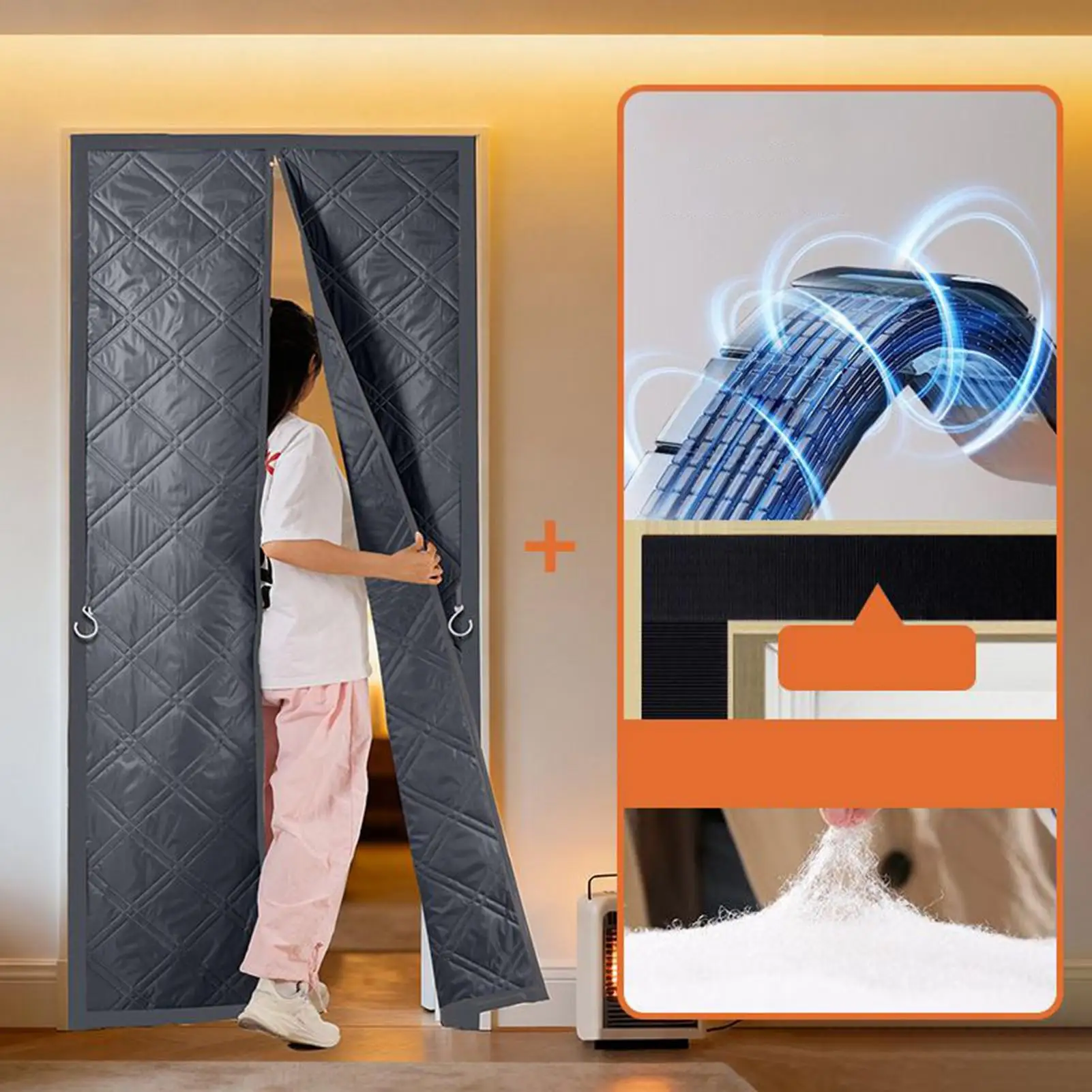 Thermal Door Cover For Winter Magnetic Closure Blocker Insulated Winter Entrance Cover For Home Kitchen Entryway Garage Patio