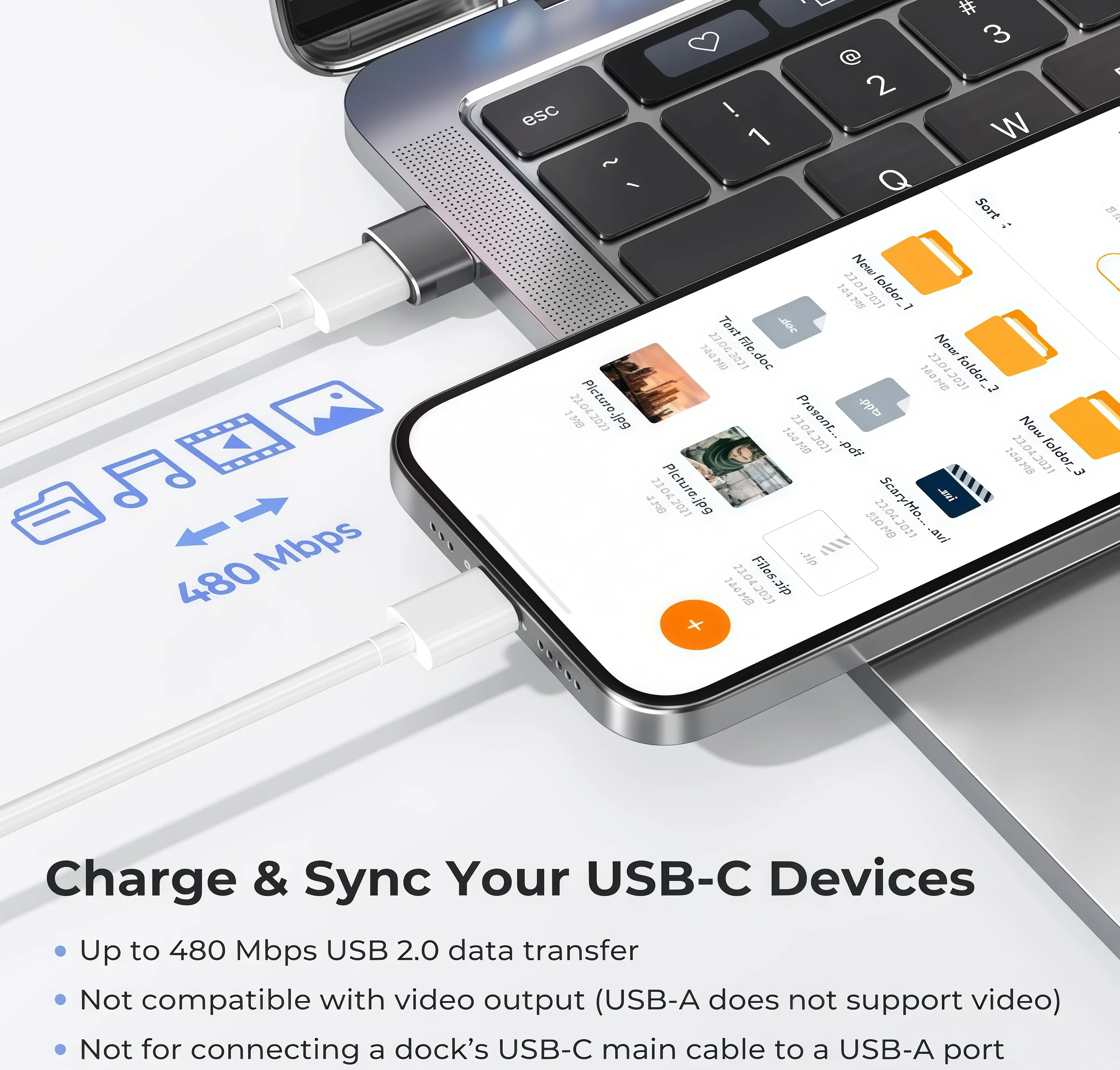 USB zu USB-C Adapter, USBC Buchse zu USB-A Stecker Adapter, Typ-C Konverter Ladegerät – Detail 4