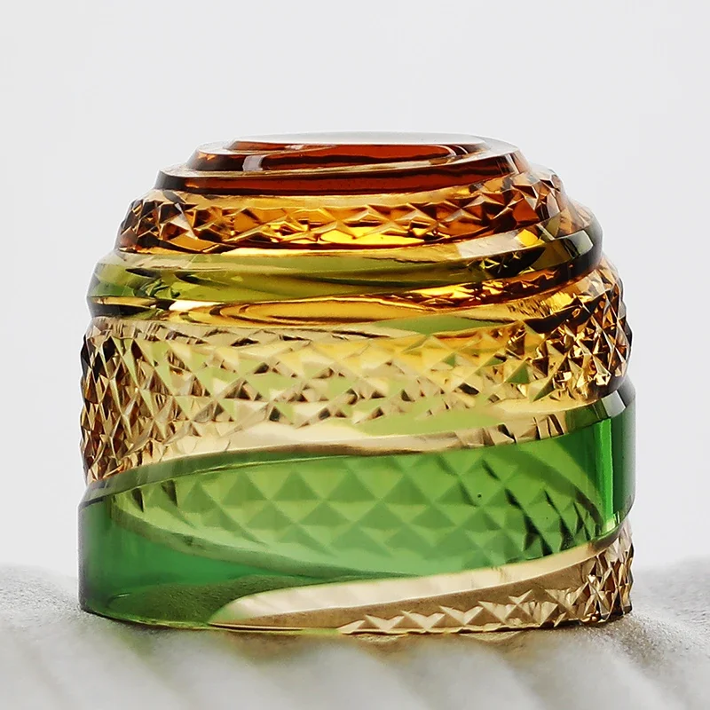 60ml Handmade Green Sake Cup Hand Engraved Crystal Glass Shot Glass High-End Liquor Tasting Cup Perfect Gift For Festival Busine