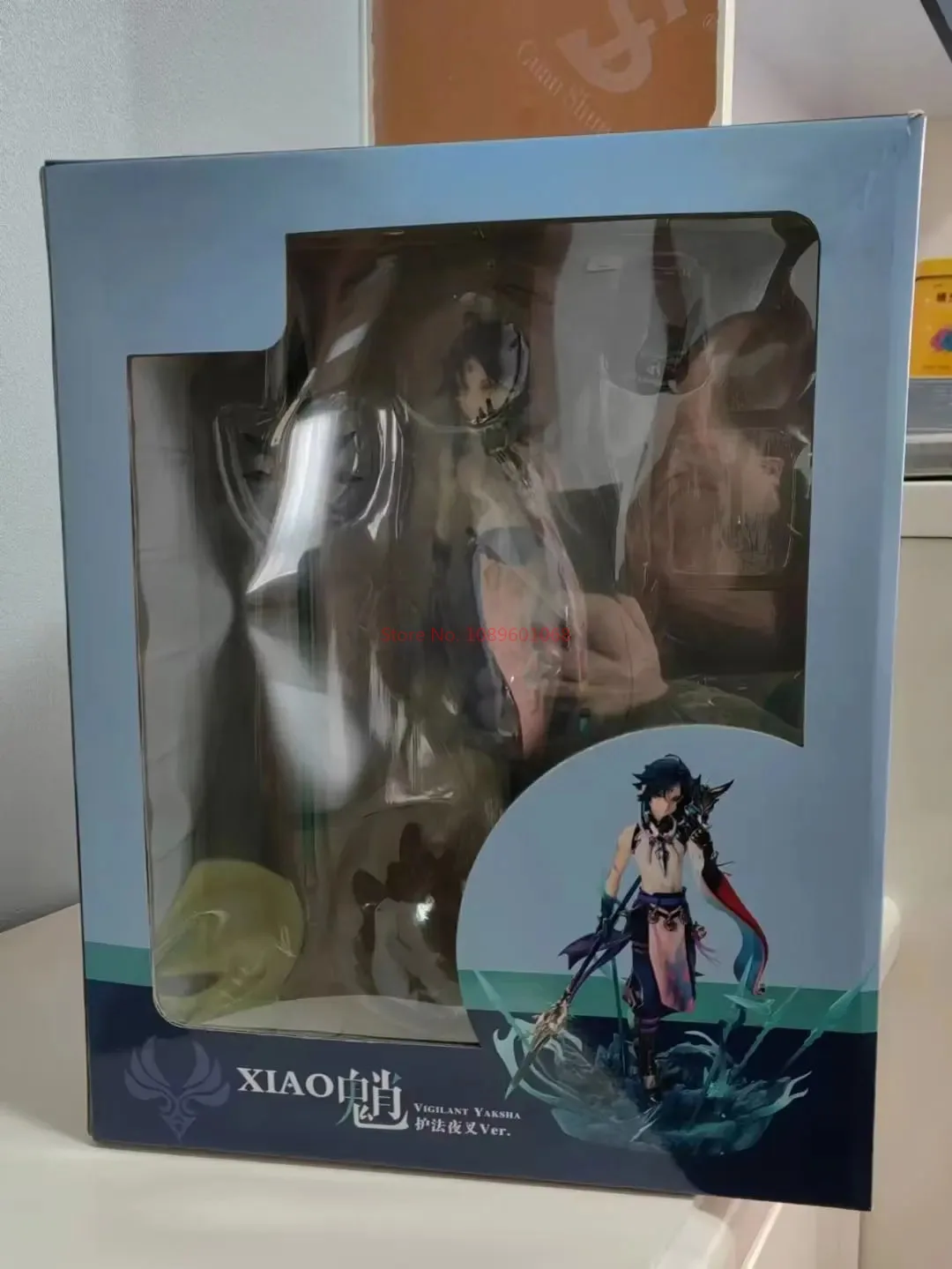 Anime Genshin Impacto Xiao Guarda Noite Lança Ver Figuras, Noctilucent PVC Figura Modelo, Collectible Desktop Ornamentos, Presente Brinquedos, 29 centímetros