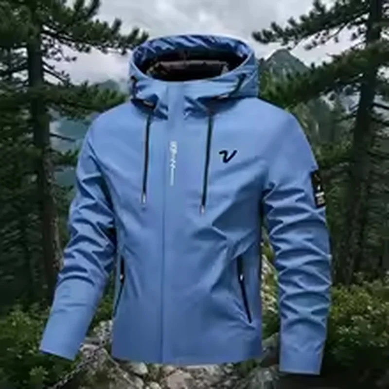 Men's Waterproof Rain Jacket Lightweight Outer Hooded Outdoor Raincoat Hiking Windproof Jacket Climbing Outdoor Jackets