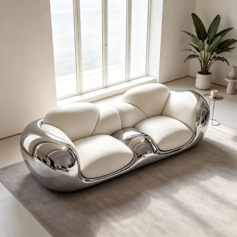 Modern bubble cloud sofa fabric cushion curved designer sofa glass fiber frame color personalized sofa suitable for living room