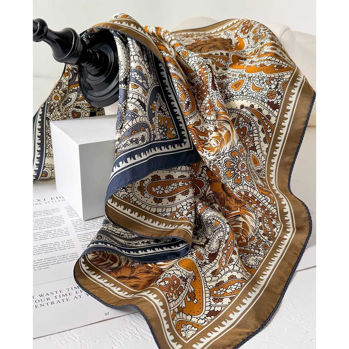 

100% Natural Twill Silk Scarf for Women Neck Double side Female Foulard Shawl Square Neckerchief Lady Hijab Bandana new Scarves
