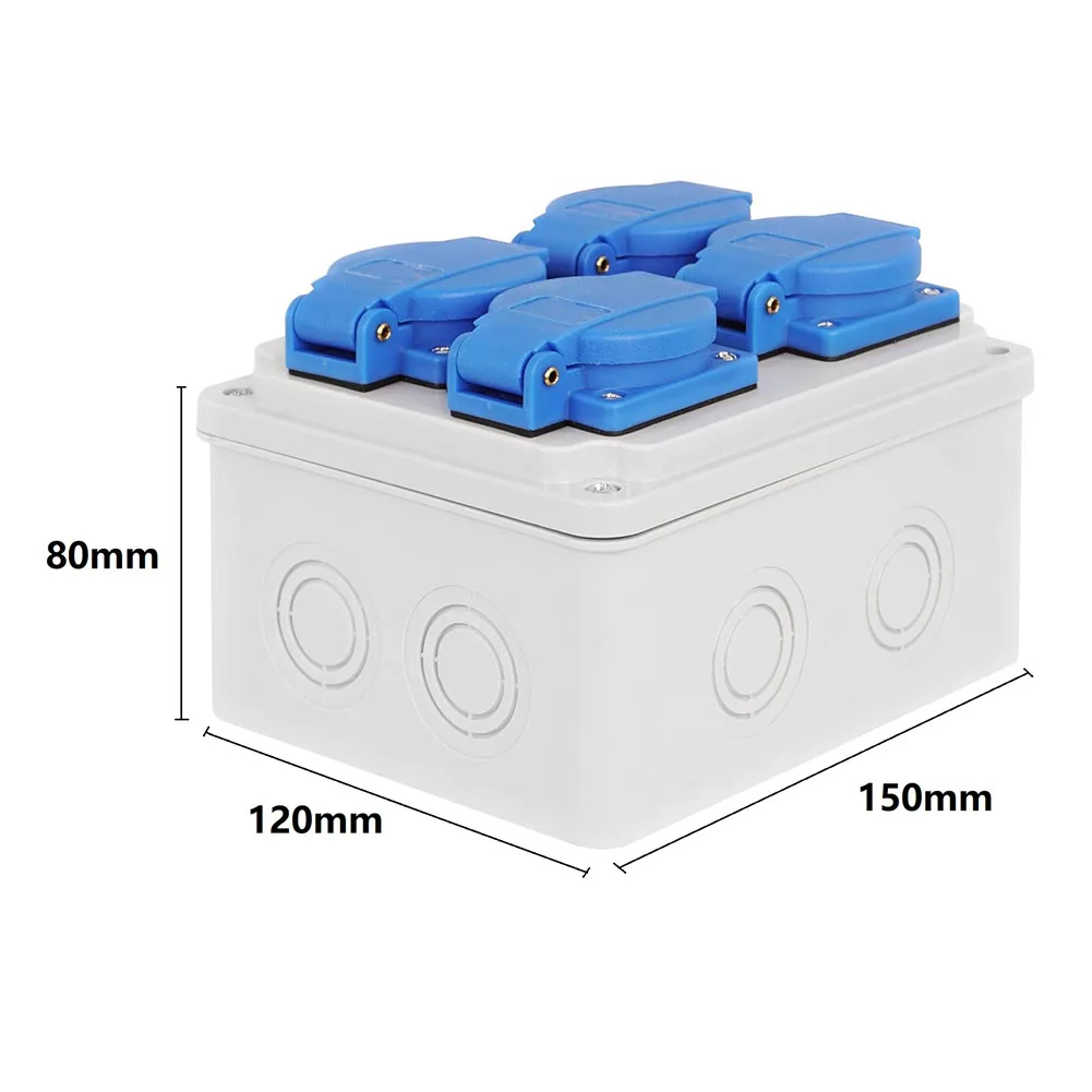 مواقع البناء 150*120*80 مللي متر IP44 مقبس الطاقة صندوق توزيع الطاقة الصناعية مقبس مقاوم للماء 4X230 فولت المقبس