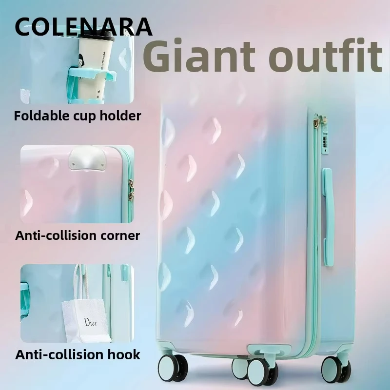 COLENARA New Luggage 20“24”26 Inch PC Boarding Box Large Capacity Multi-function Trolley Case USB Charging Cabin Suitcase