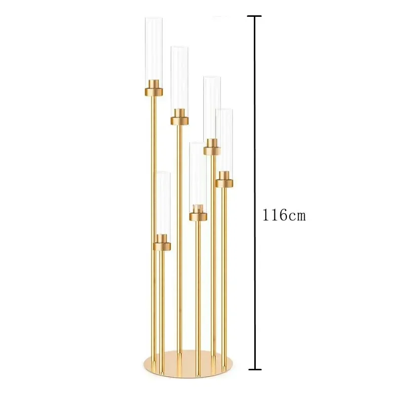 2/10 Stück 5/8-Köpfige Metall-Kerzenhalter, Tischdekoration, Goldener Kerzenständer, Säulenkerzenhalter für Hochzeiten – Detail 8