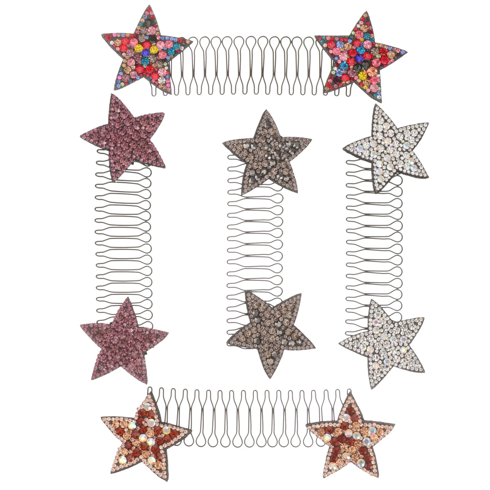 5 قطع من أمشاط تثبيت الشعر العصرية الجذابة ومشابك مزينة بنجمة حجر الراين للنساء والفتيات وتصفيفة الشعر المرتبة