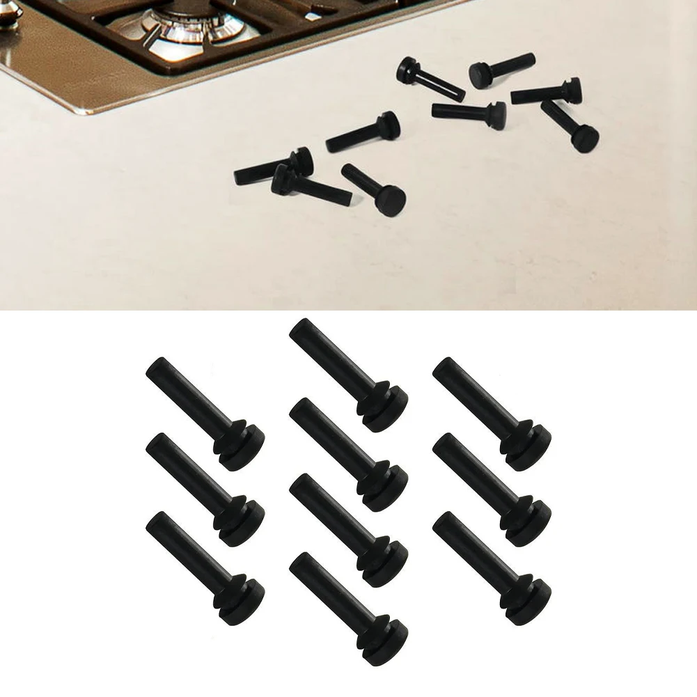 Silicone Rubber Feet Set for Gas Stove Grates 10pcs Black Non-Slip Stable Base Pads for Cooktop Grate Replacement