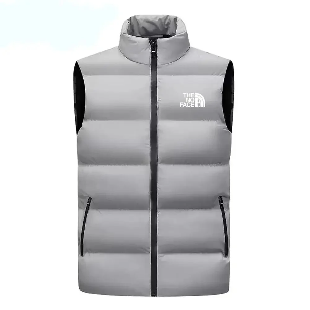 2024 new men's vest sleeveless warm winter jacket waterproof zipper jacket autumn collar standing casual and fashionable sleevel