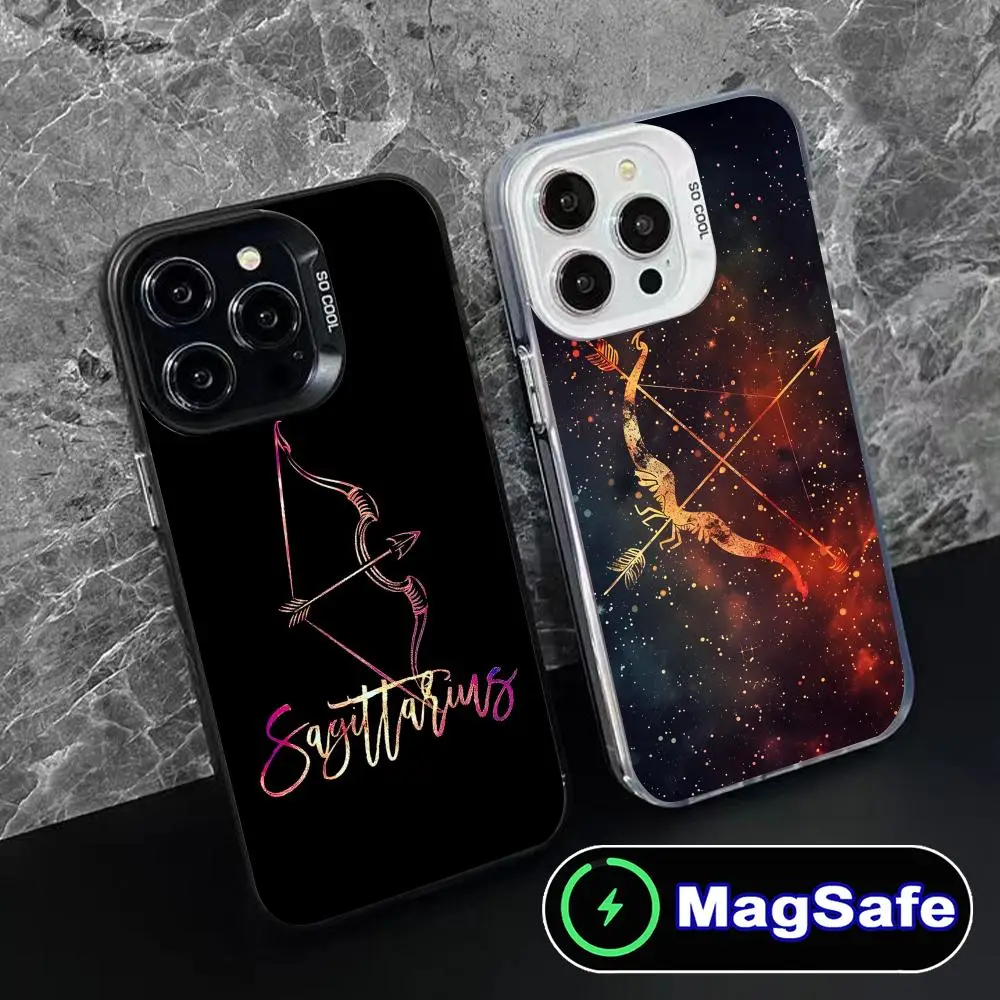 

Чехол для телефона со знаком зодиака Стрельца для iPhone 16, 15, 14, 13, 12, 11 Pro Max Plus, полупрозрачный цветной чехол MagSafe, красивый чехол