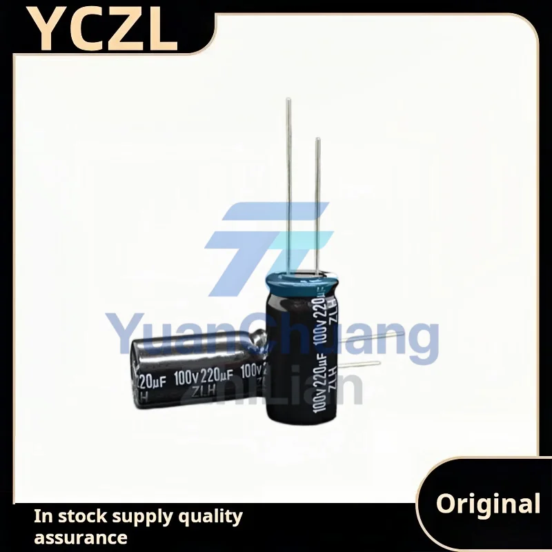 10PCS brand new genuine 100v220uF ZLH high frequency long life imported electrolytic capacitor Volume 12.5*25mm