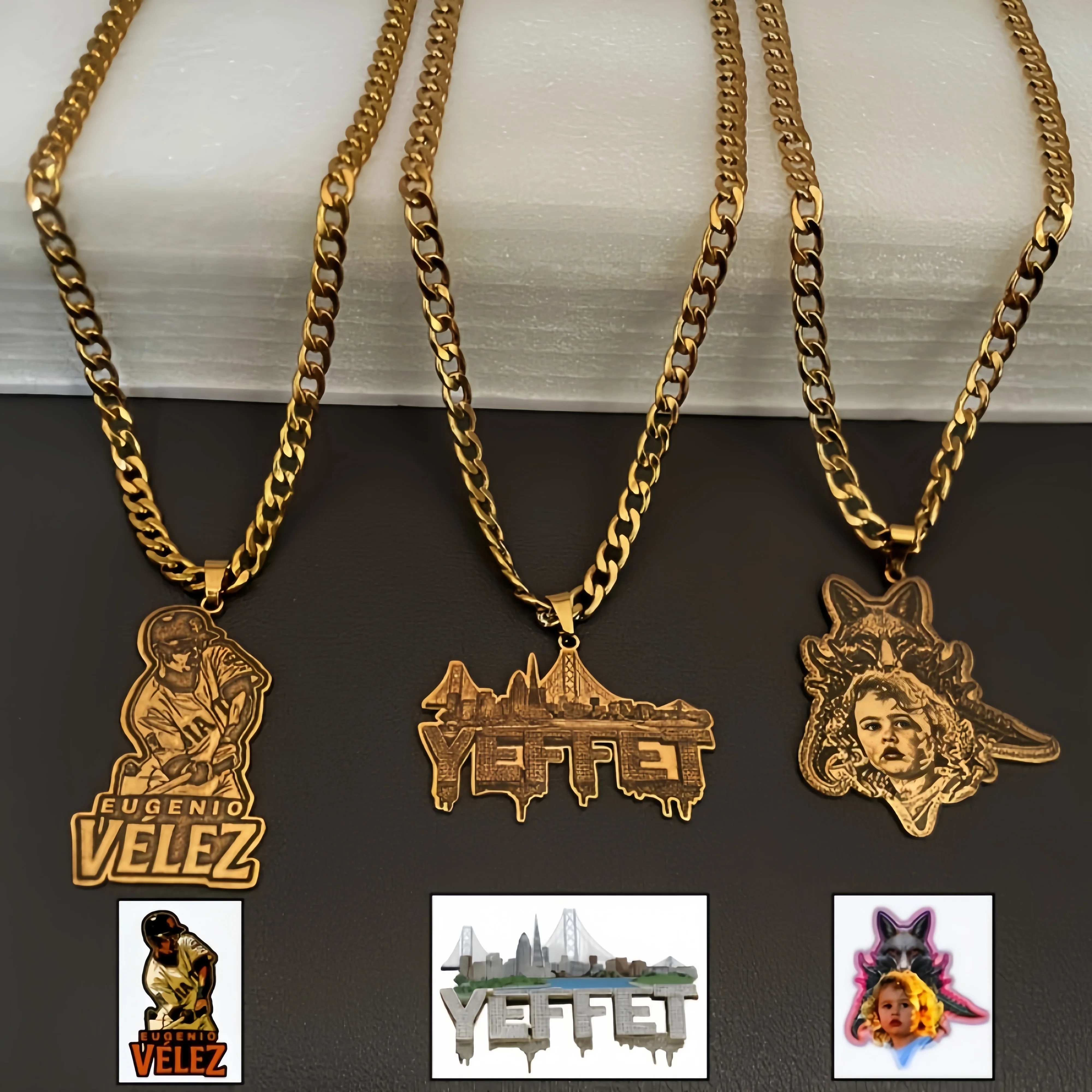 

Customized Picture Nameplate Necklace Personalized Custom Logo Pendant Neckalce Stainless Steel Cuban Chain Birthday Party Gift