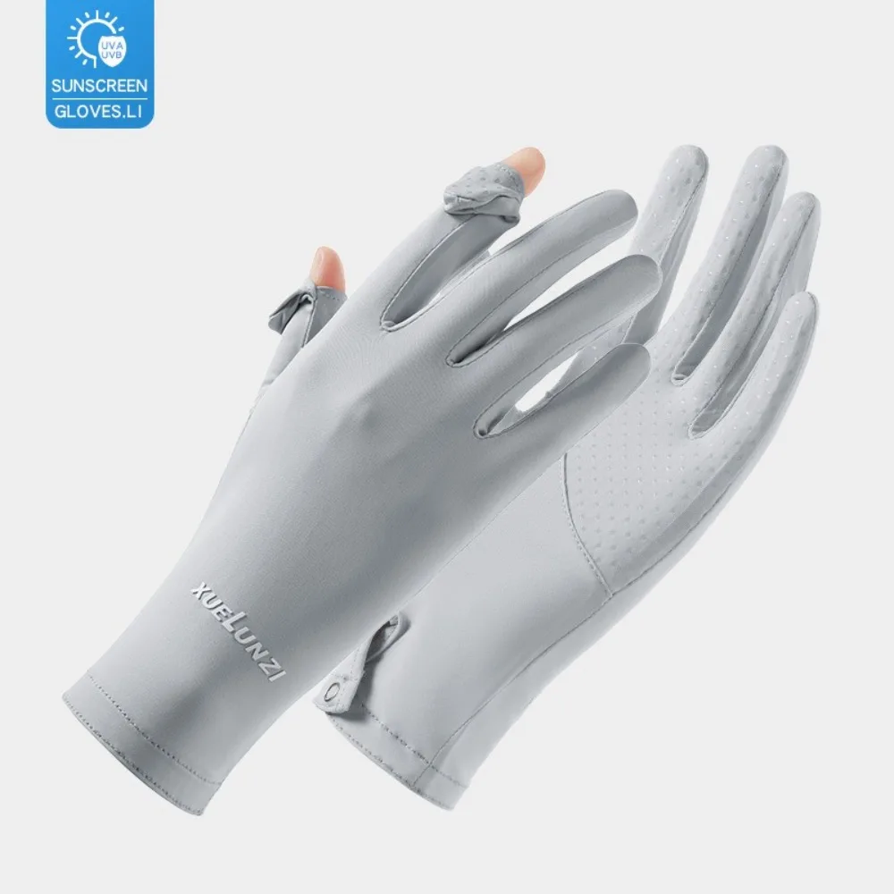 Новые перчатки из ледяного шелка с сенсорным экраном, анти-УФ-откидные перчатки для вождения с откидными пальцами, нескользящие высокоэластичные варежки для вождения для женщин и мужчин