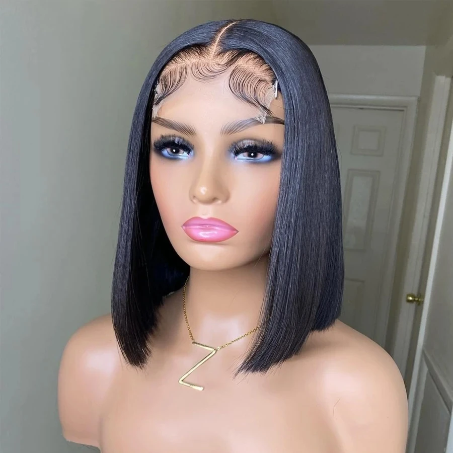 13x4 Brazilian Straight Lace Bob Wigs Human Hair Transparent 4x4 Hd Lace Bob Wig RemyHuman Hair Wigs For Women Preplucked