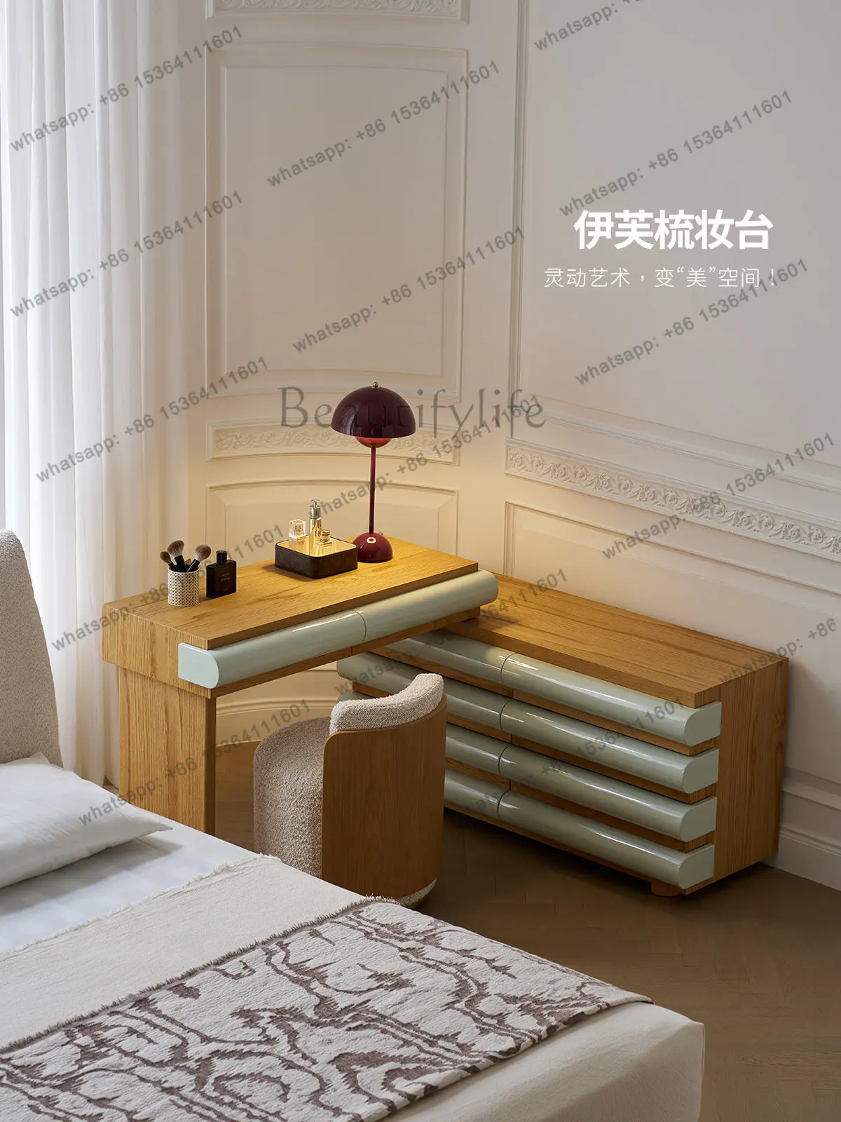 yj57 French log style bedroom makeup table simple removable dresser chest integrated