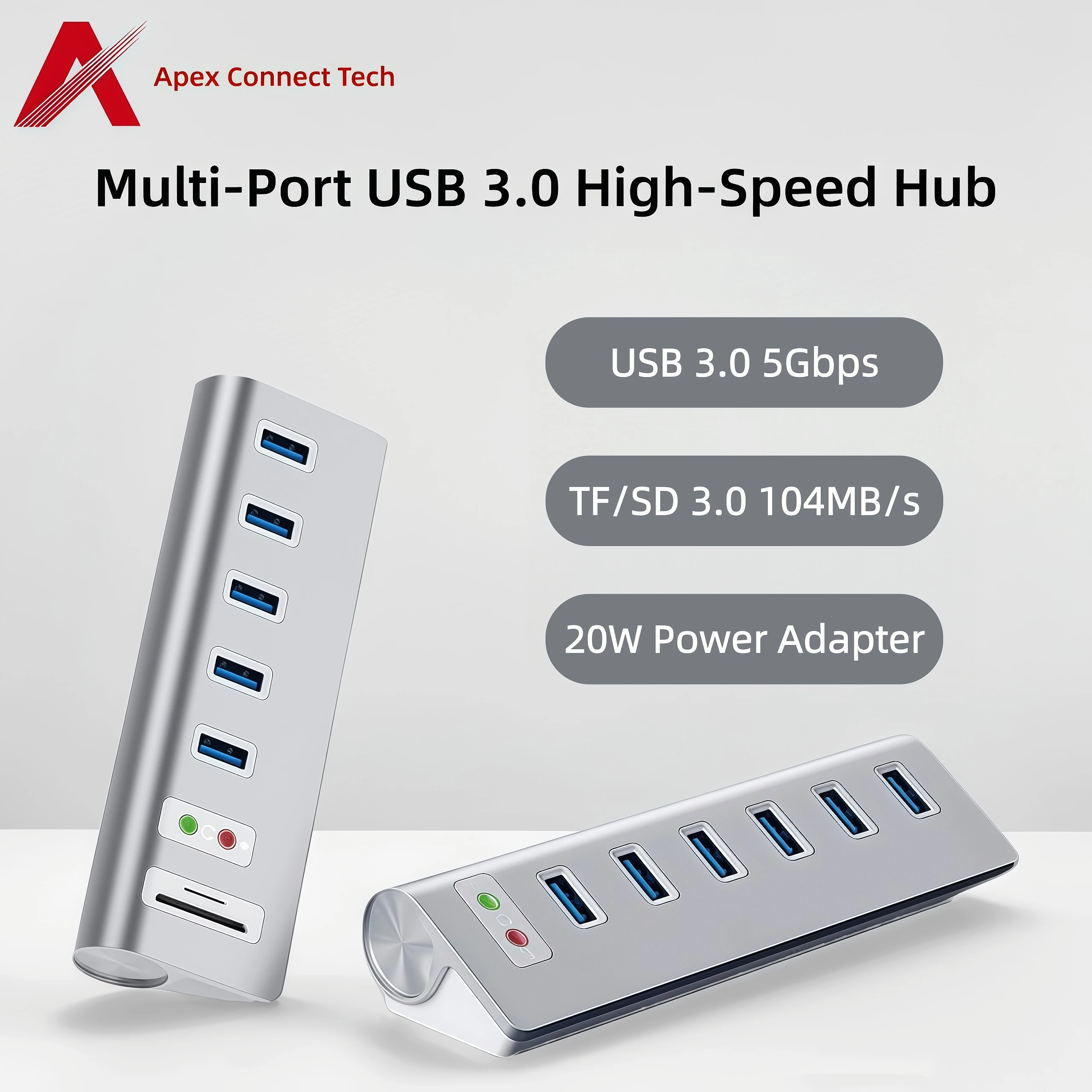 

USB Hub 3.0 High Speed Multiport with Power Supply TF SD Card Reader Audio Jack USB Multiple Port Splitter Adapter Extension
