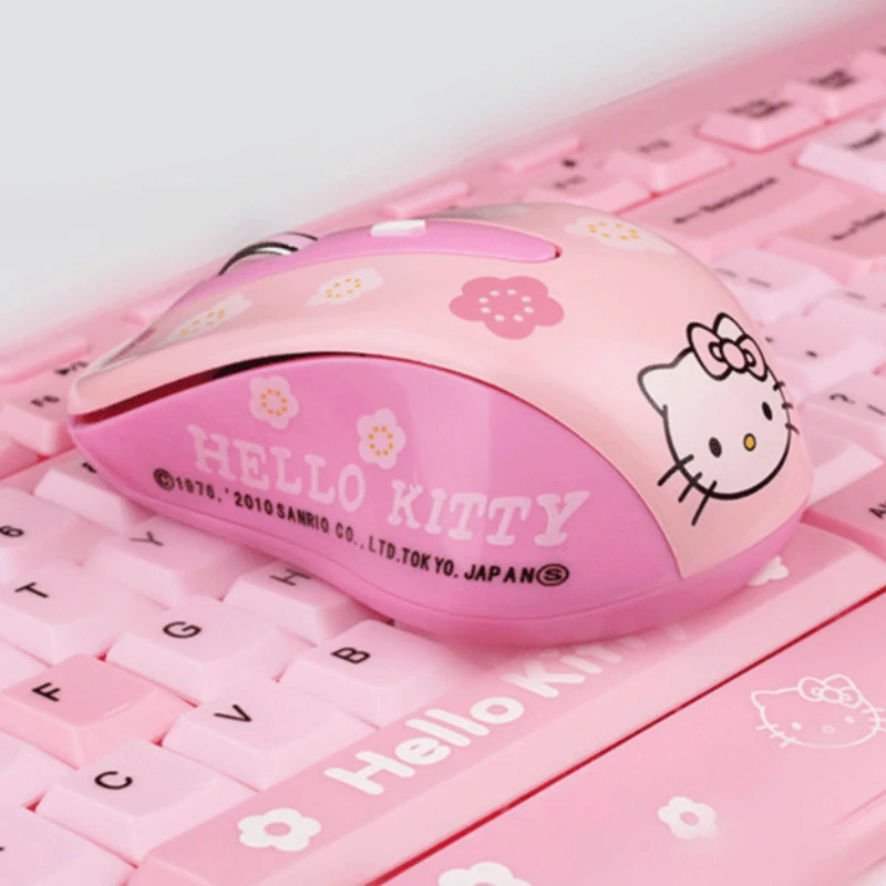 2.4G Wireless Computer Mouse Ergonomic Silent Creative Mause Hallo Kitty Cute Mice Girl Pink Gift For Laptop PC MAC Computer