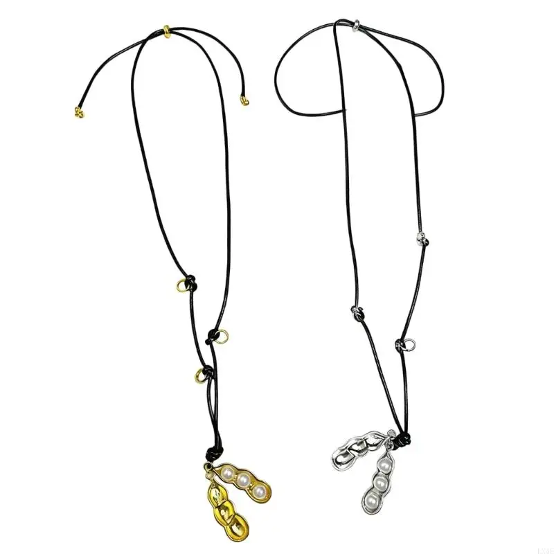  Symbolic Peanut Pendant Necklace Adjustable Length Neckchain Fashion Jewelry For Daily Outfit Enhancement