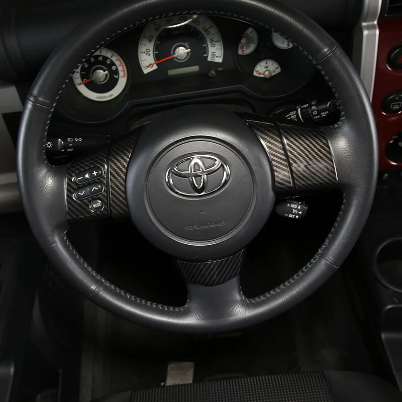 For Toyota FJ Cruiser 2007-2021 ABS Matte black/Carbon fiber Car Steering Wheel Button Decoration Cover Sticker Car Accessories