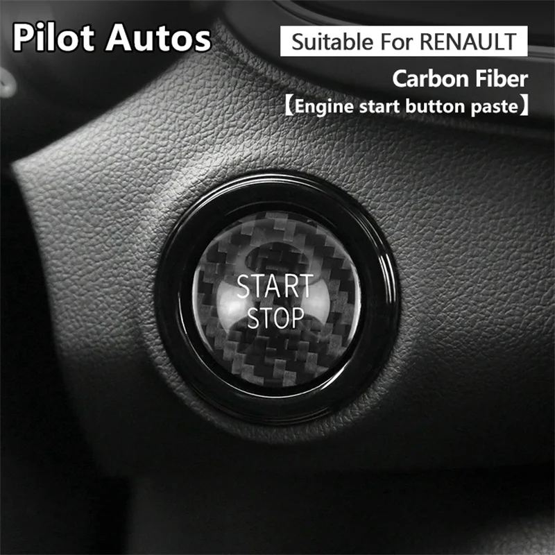 For Renault Fluence Car Engine Start Stop Button Cover Genuine Carbon Fiber Sticker 2011 2012 2013 2014 2015