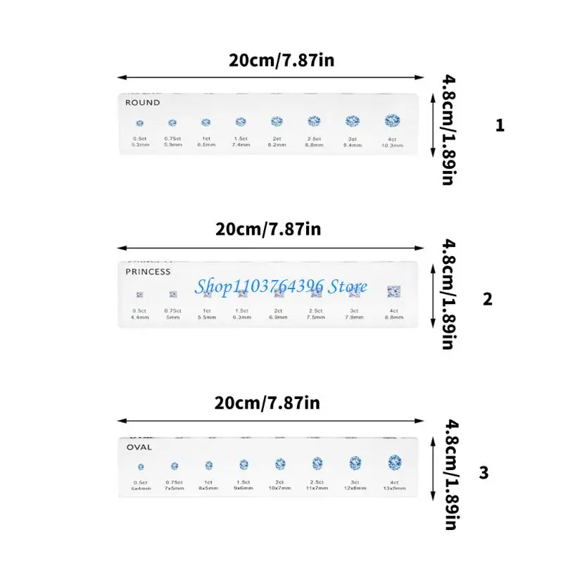 Professionelles Acrylring -Größenwerkzeug präziser Messung für runde ovale Quadrat -Edelsteine -Schmuck Gadget