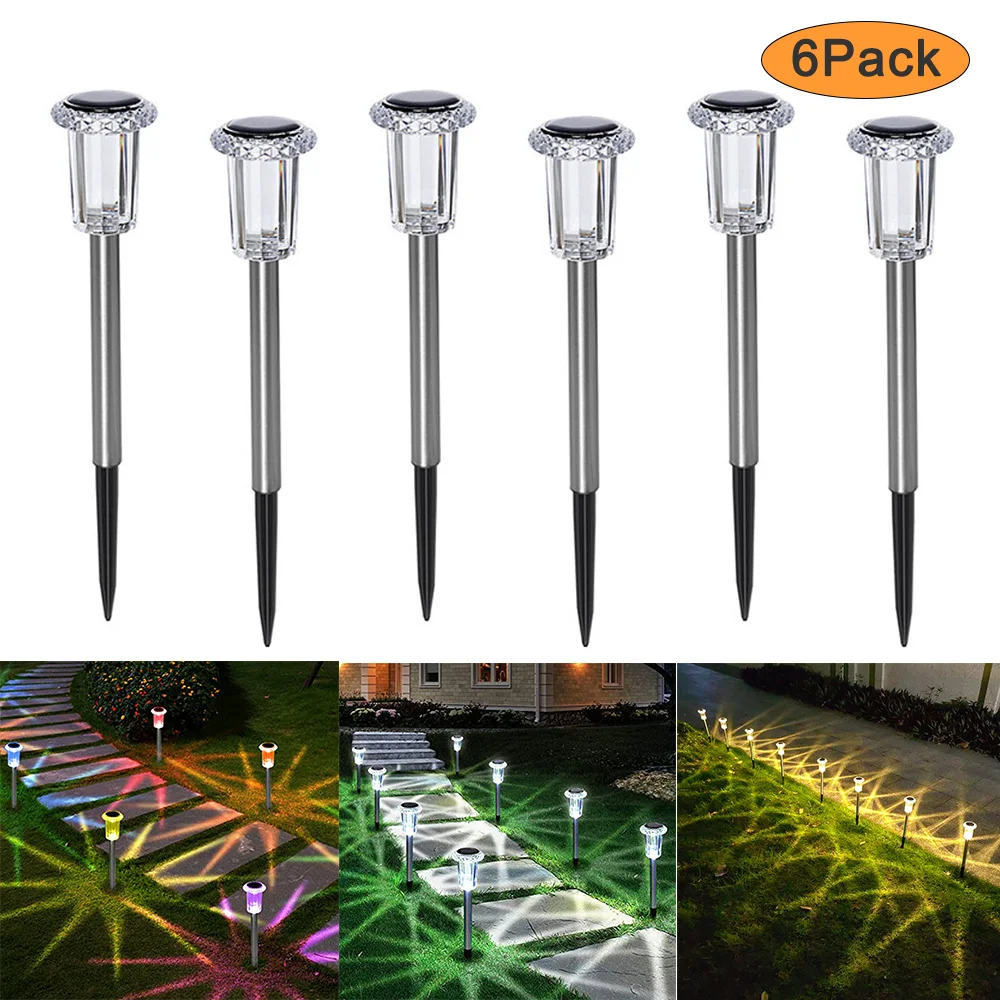 Solar Powered Garden Lights, lâmpada, lanterna, impermeável, iluminação de paisagem, ao ar livre, caminho, quintal, gramado, decoração, 6 Pack