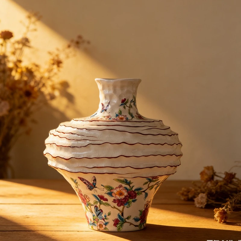 Latest Fashionable and Versatile High End Taste Chinese Western Combination Ceramic Vase Living Room Decoration