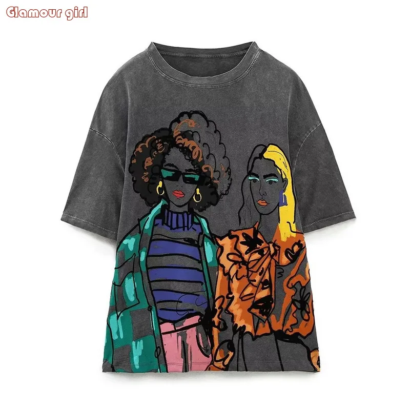 Women's T-shirt Short Sleeve Tee Tops Summer Y2k Streetwear Shirts Woman Blouse 2024 Summer T Shirt Female Graphic Tees Women