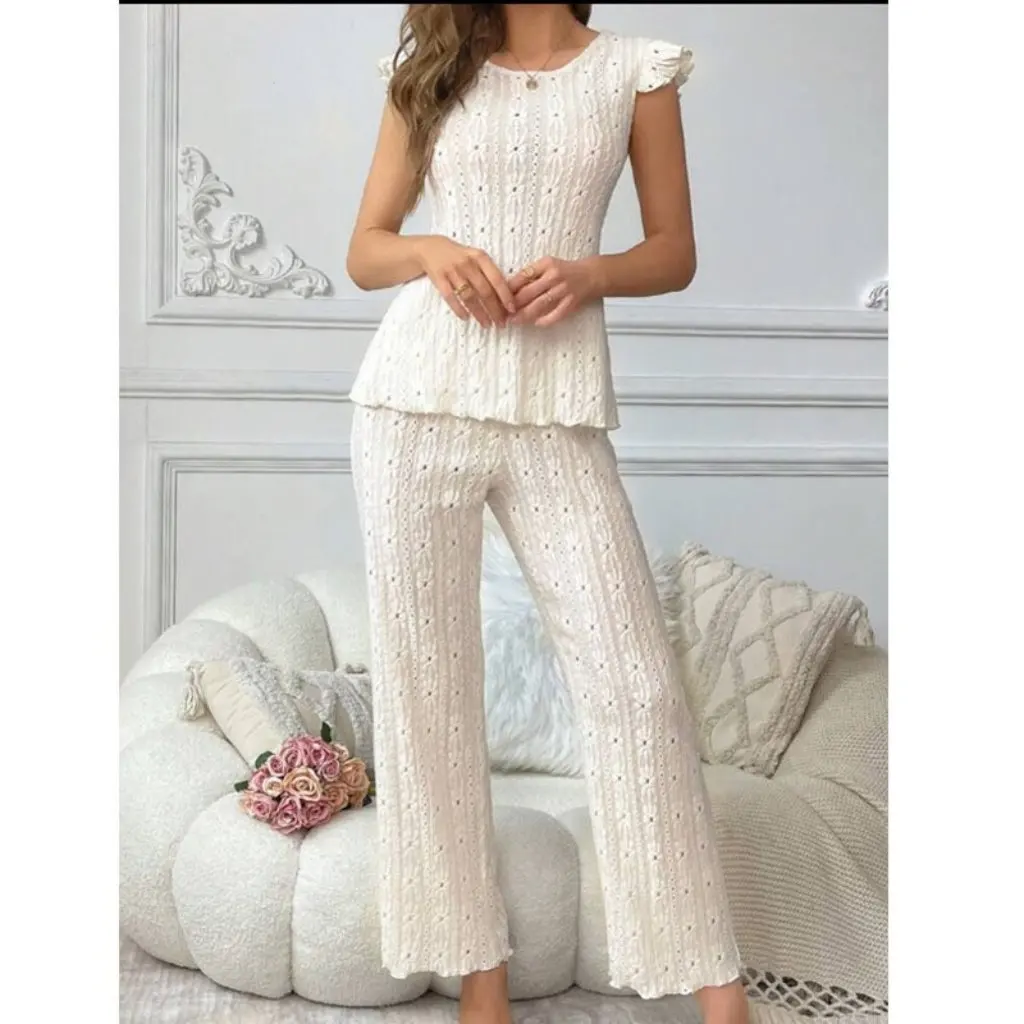 

Black Women's Casual Pajamas Set Sleeveless Love Print Home Clothes European American Style