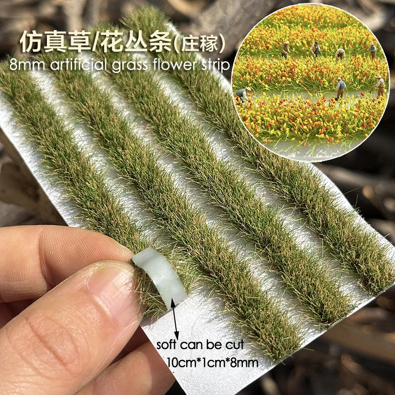 8mm High Simulation Grass Strip Model Crop Farm Layout Materials Micro Landscape Flower Strips Vegetation Diy Material
