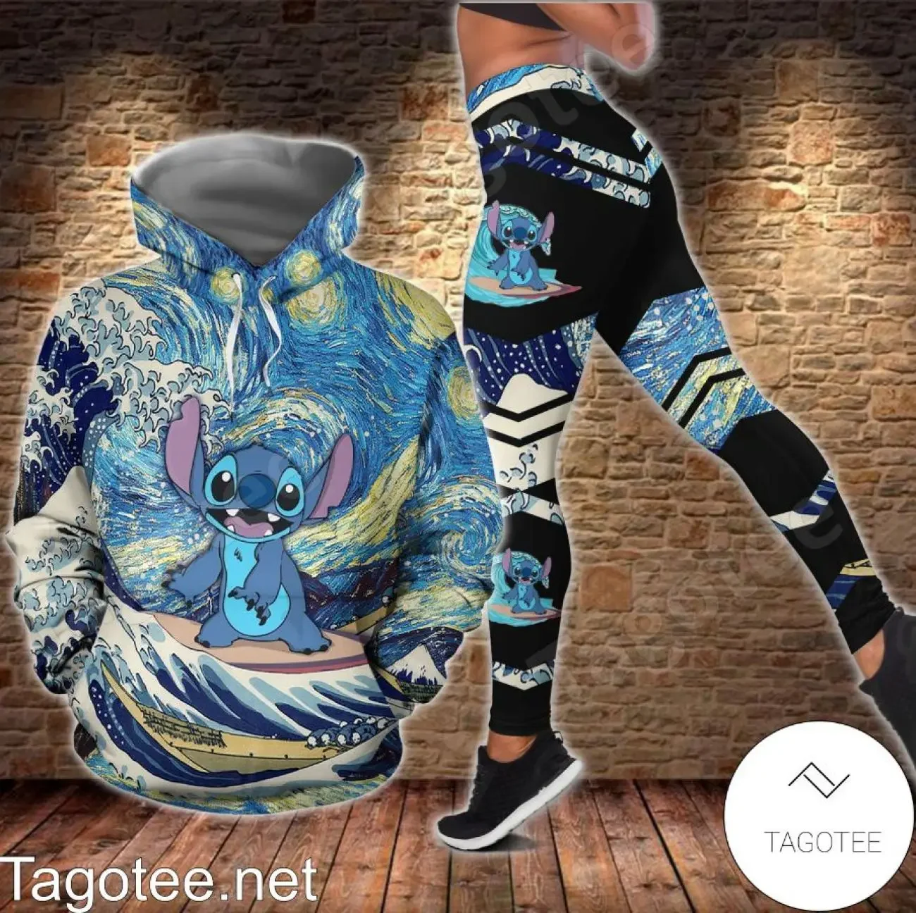 New Disney Stitch Women's Hoodie and Leggings Set Casual Fashion Yoga Pants Sports Set Stitch Yoga Sports Two-piece Set