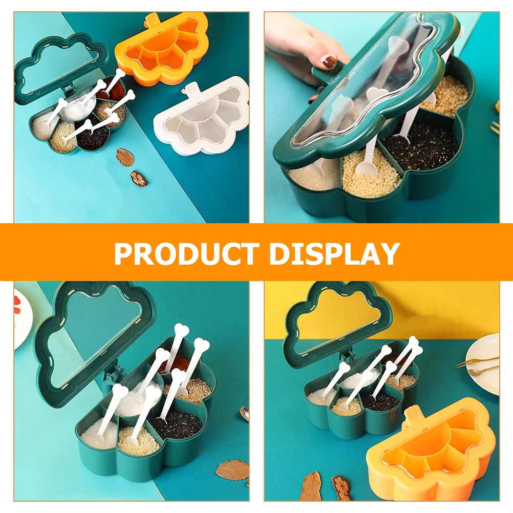 

6 Grid Seasoning Box Kitchen Condiment Organizer Transparent Lid Spice Container Organizer for Barbecue Camping Cooking