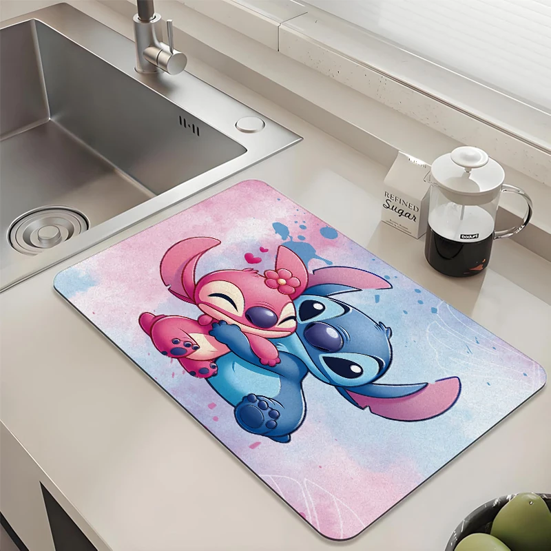 

Disney Lilo Stitch Hug Kitchen Drying Mat Absorbent Anti slip for Sink