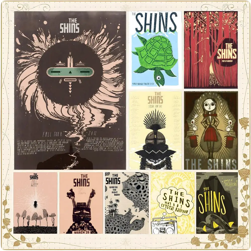 Rock Band Alternative Rock T-The Shins Poster Framed Wall Art Painting for Living Room Interior Decor and Gift Options